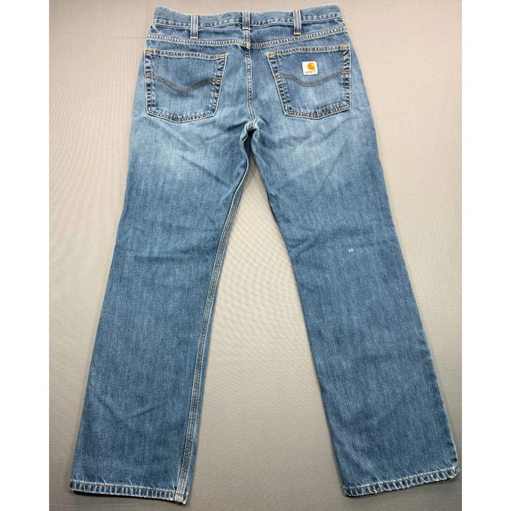 Carhartt Men's Relaxed Straight Leg Jeans Blue Denim Work Pants | 32x30